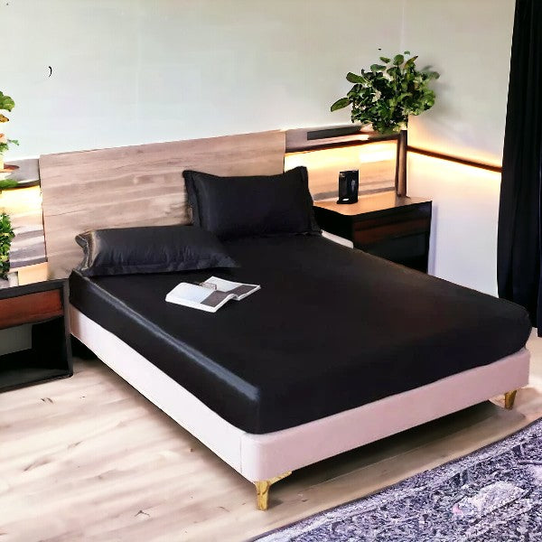 ibne Moon Bedding Silk fitted sheet - Black