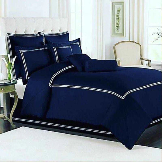 Cotton Sateen Baratta Stitch Duvet Set - Blue & White