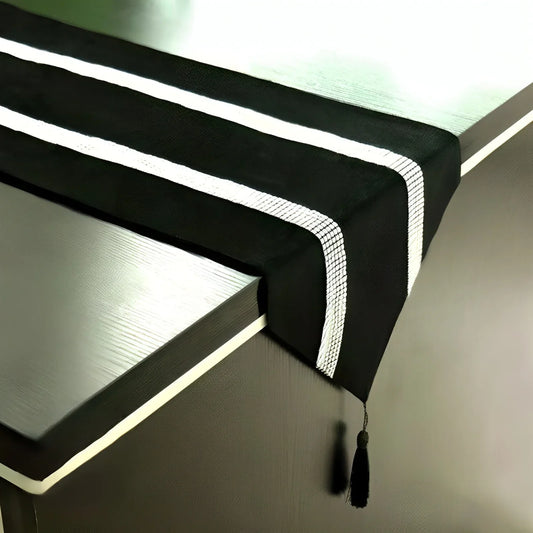 7 Pieces Velvet Table Runner Black
