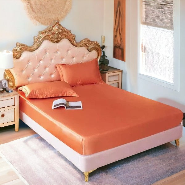 ibne Moon Bedding Silk fitted sheet - Orange
