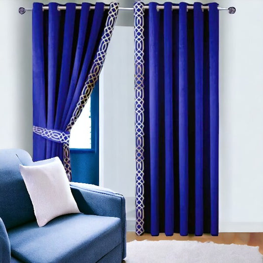 ibne Moon Bedding Velvet Curtains - (2 Panels with 2 belts) (0080)