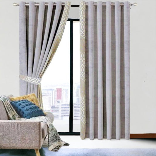 ibne Moon Bedding Velvet Curtains - (2 Panels with 2 belts) (0081)