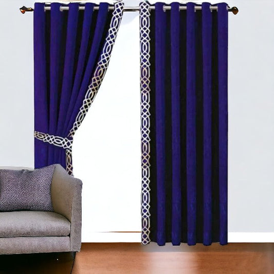 ibne Moon Bedding Velvet Curtains - (2 Panels with 2 belts) (0082)