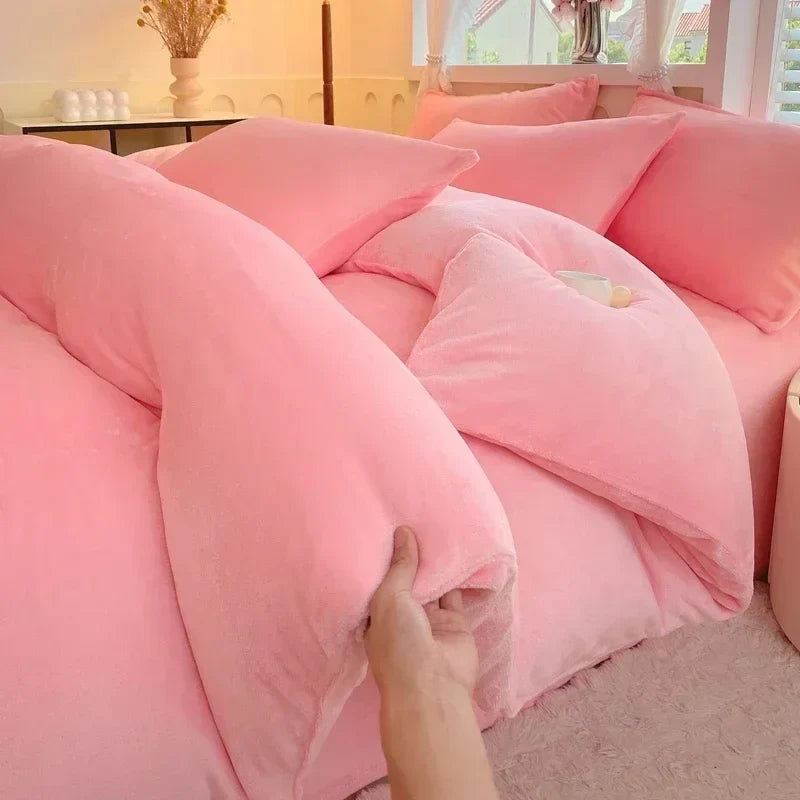 Reversible Duvet Set Velvet - Baby Pink & Grey (279)