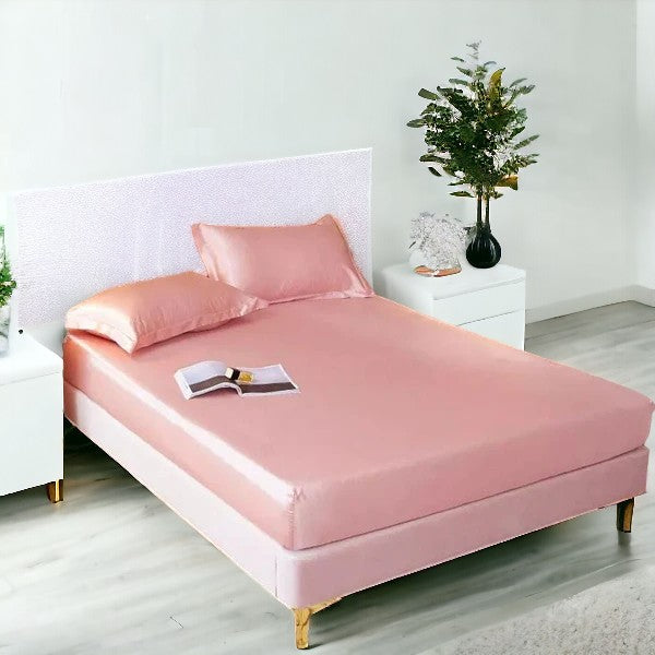 ibne Moon Bedding Silk fitted sheet - Light Pink