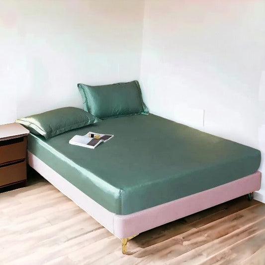 ibne Moon Bedding Silk fitted sheet - Sea Green