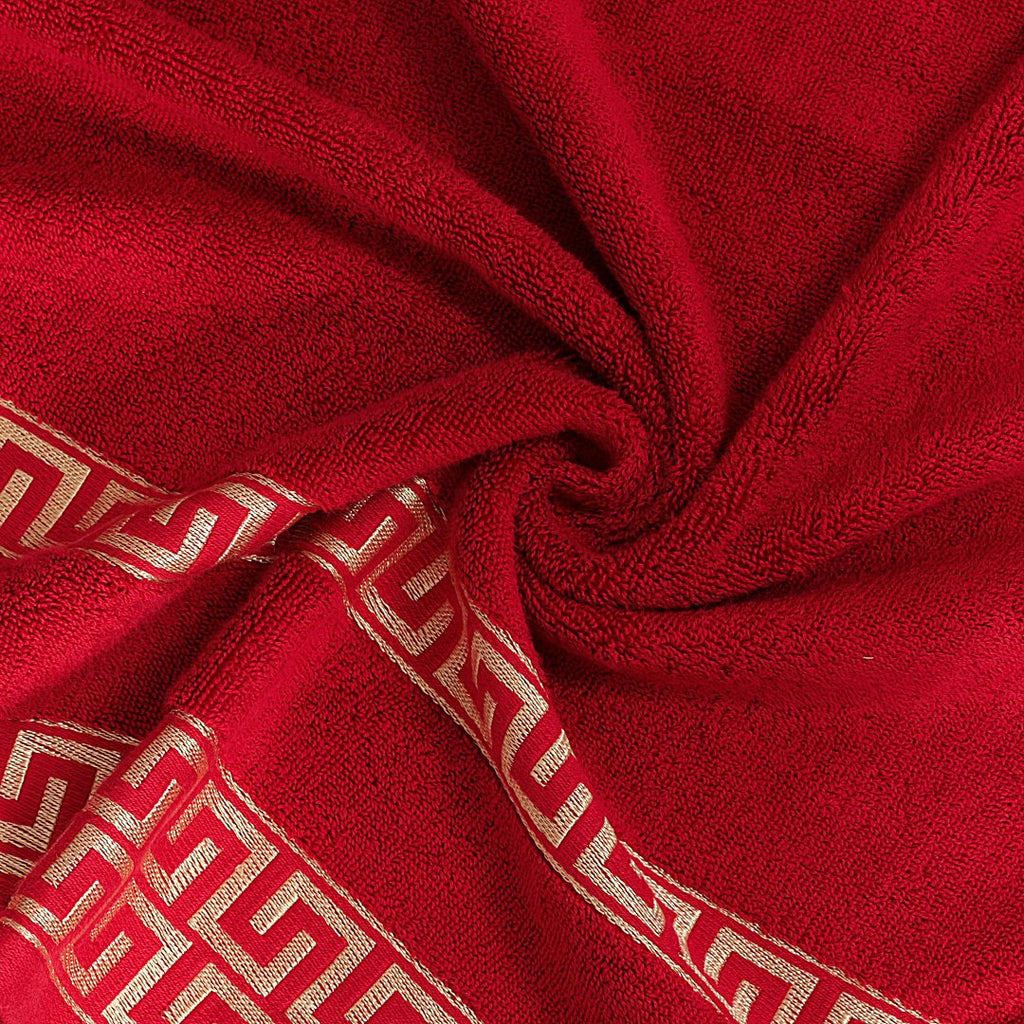 Greek Key Jacquard Towel Maroon