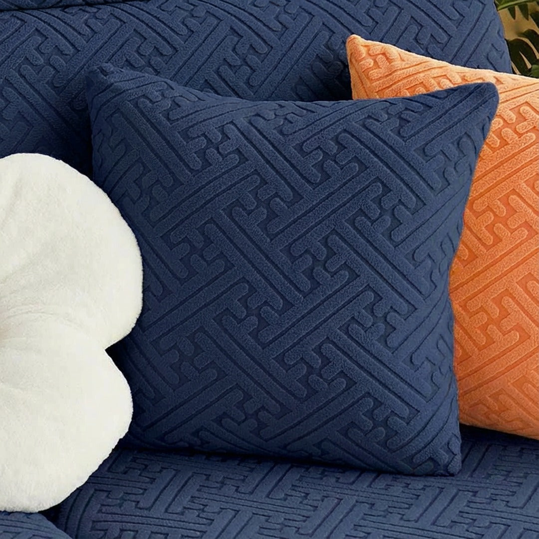 China Mazed Cushion Covers Navy Blue
