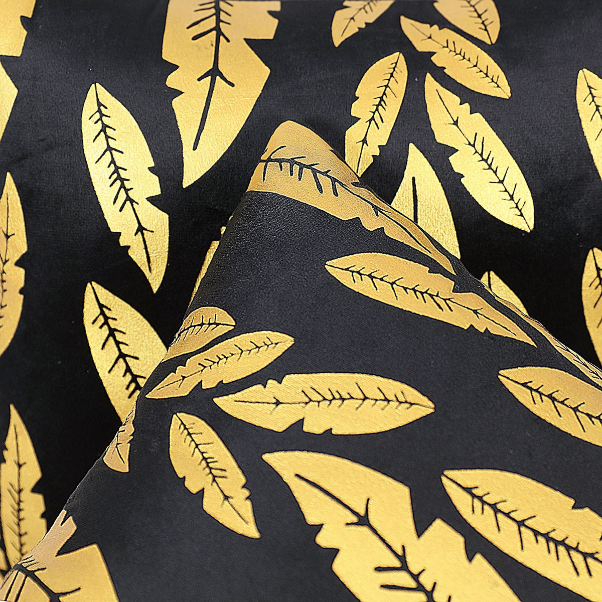 Metallic Feather Style Velvet Cushion Cover - Black