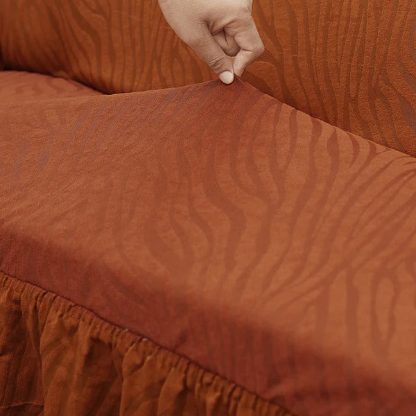 Fitted Zebra Sofa Cover Copper Brown