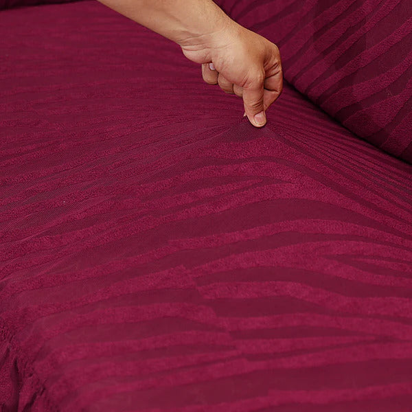 Fitted Zebra Sofa Cover Maroon