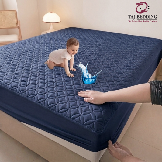 King Ultrasonic Microfiber Waterproof Mattress Protector Navy
