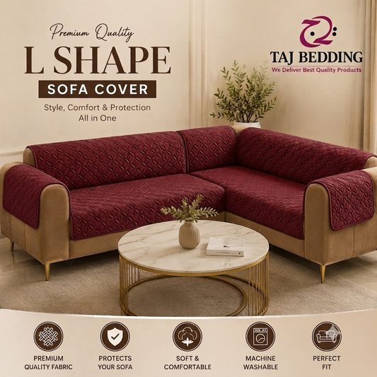 L Shape Ultrasonic Quilted Sofa Covers Maroon