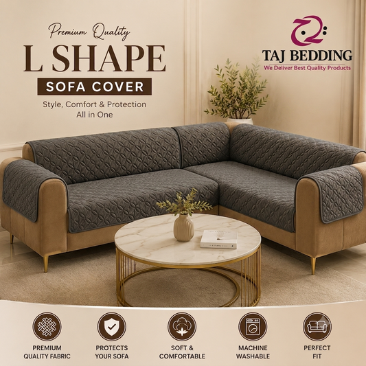 L Shape Ultrasonic Quilted Sofa Covers Dark Gray
