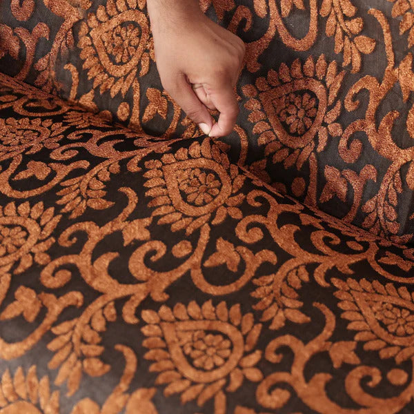 Luxury Embossed Jacquard Fitted Bedsheet Set Copper - King Size