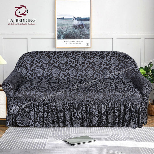 Luxury Embossed Jacquard Sofa Cover Gray