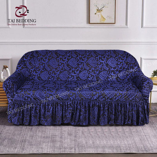 Luxury Embossed Jacquard Sofa Cover Navy