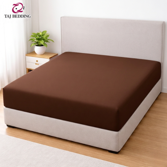 Lycra Jersey Fitted Mattress Cover - Brown