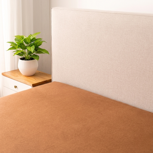 Lycra Jersey Fitted Mattress Cover - Chikoo