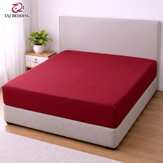 Lycra Jersey Fitted Mattress Cover - Maroon