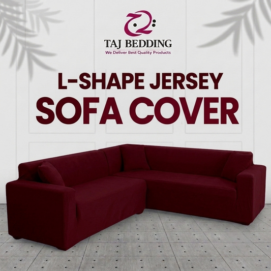 L Shape Fitted Lycra Jersey Sofa Cover Maroon