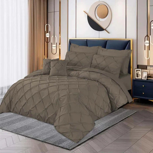 Pintuck Duvet Set - Brown