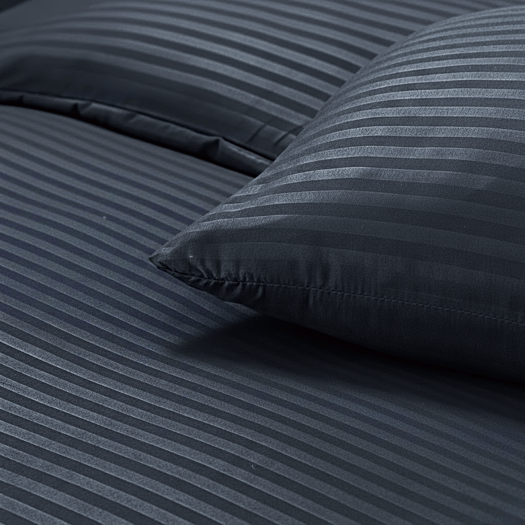 Premium Striped Flat 6-Pcs Duvet Set Grey – King Size