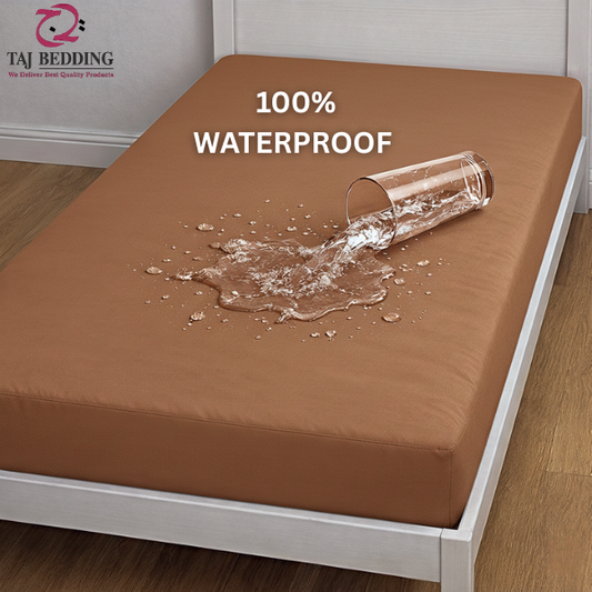 Single Waterproof Mattress Cover Brown