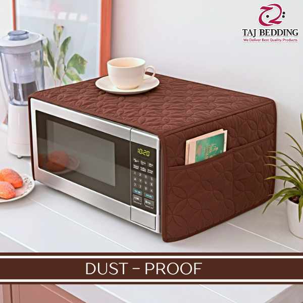 Ultrasonic Quilted Microwave Oven Cover With Pockets - Chocolate Brown
