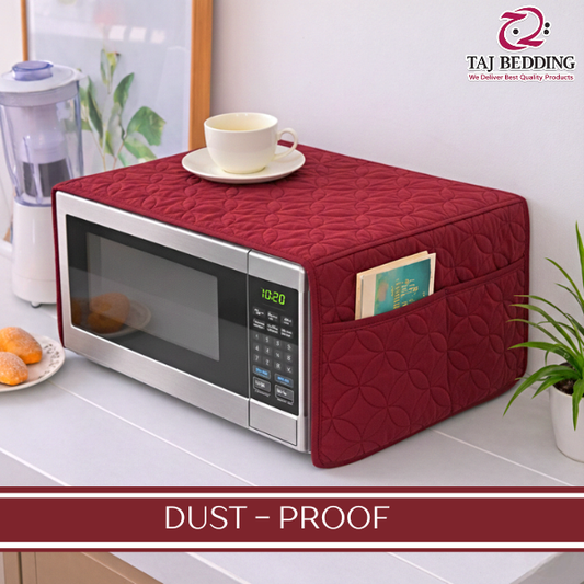 Ultrasonic Quilted Microwave Oven Cover With Pockets - Maroon
