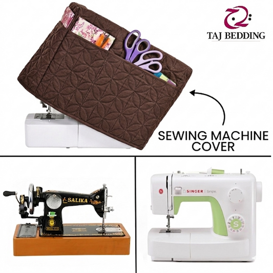 Ultrasonic Quilted Sewing Machine Cover Dust Proof - Chocolate Brown