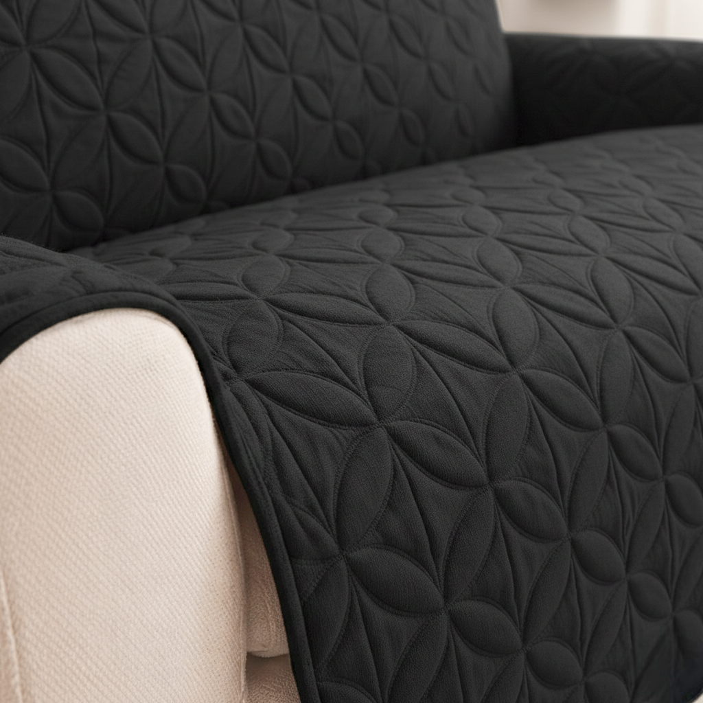 Ultrasonic Quilted Sofa Covers Black