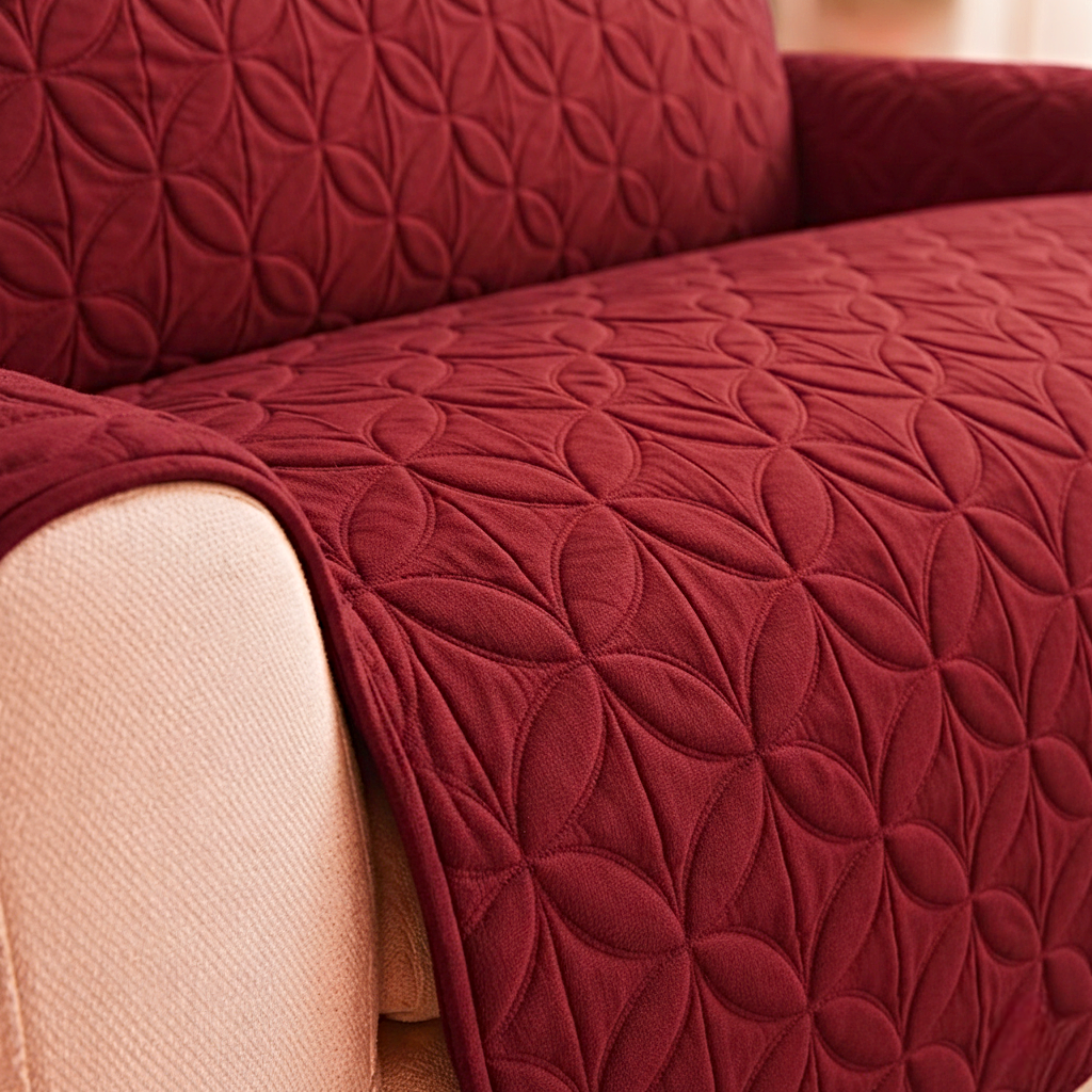 Ultrasonic Quilted Sofa Covers Mahroon