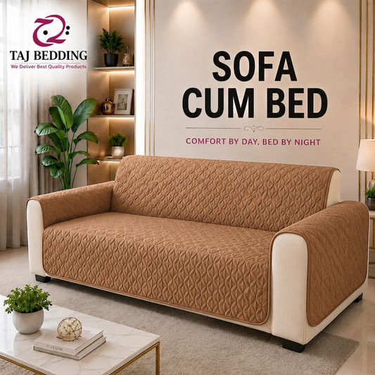 Ultrasonic Quilted Sofa Cum Bed Covers Coffee