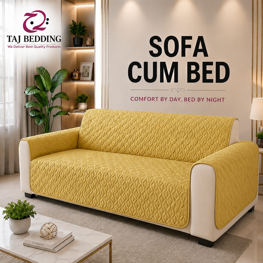 Ultrasonic Quilted Sofa Cum Bed Covers Golden Skin