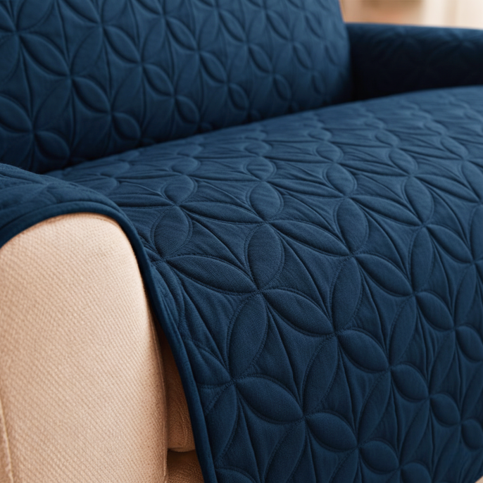 Ultrasonic Quilted Sofa Cum Bed Covers Navy Blue