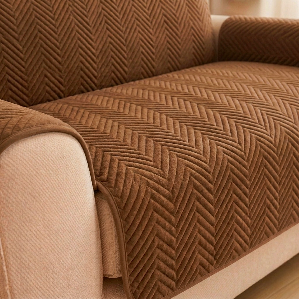 Waterproof Ultrasonic Quilted Sofa Cum Bed Cover Coffee