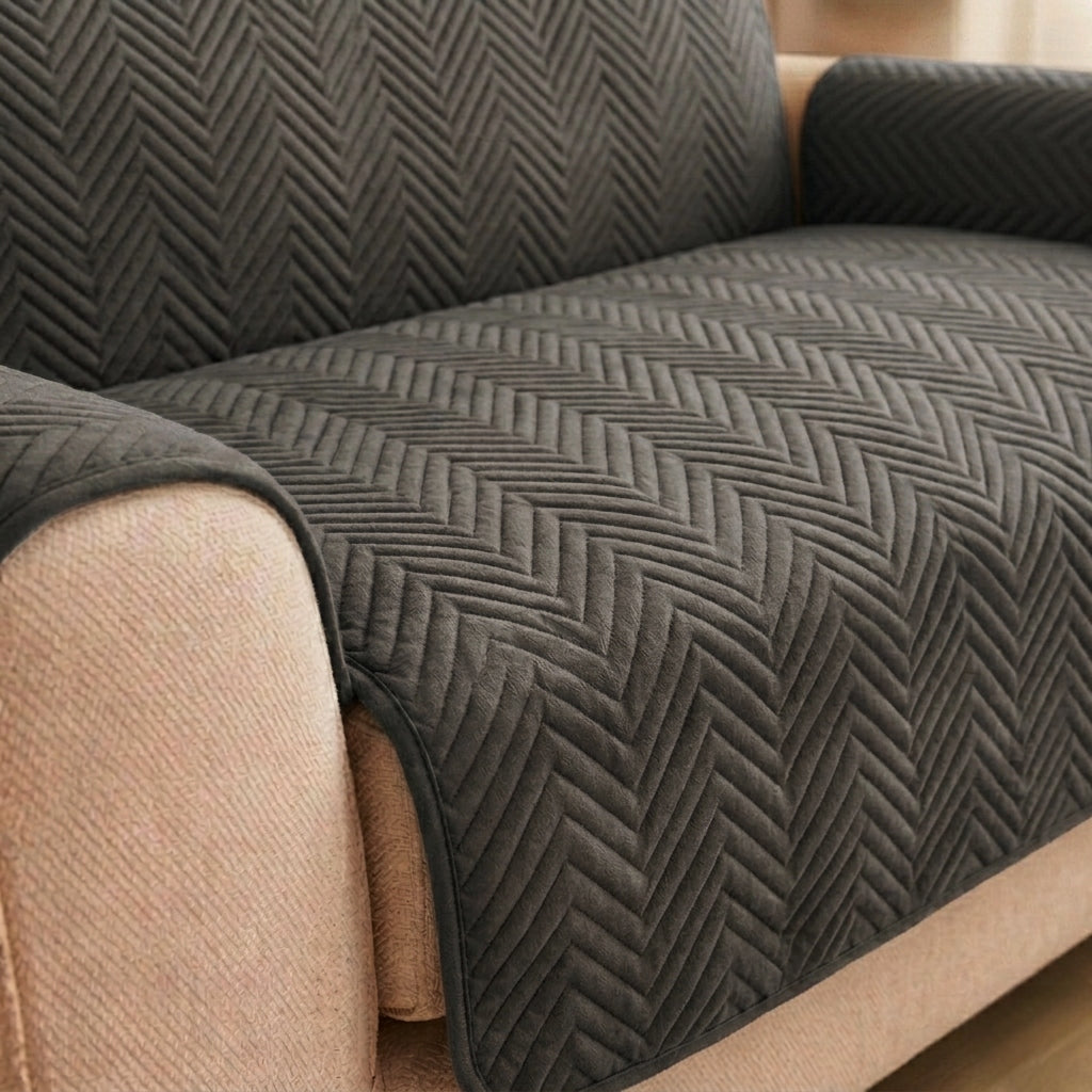 Waterproof Ultrasonic Quilted Sofa Cum Bed Cover Grey