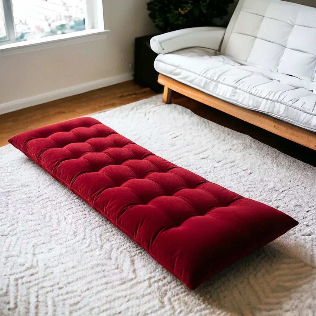 Velvet Sleeping Floor Mattress-Red