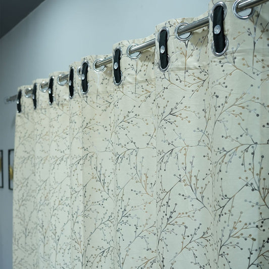 2 PCS PREMIUM QUALITY TEXTURE VELVET CURTAINS - Cream