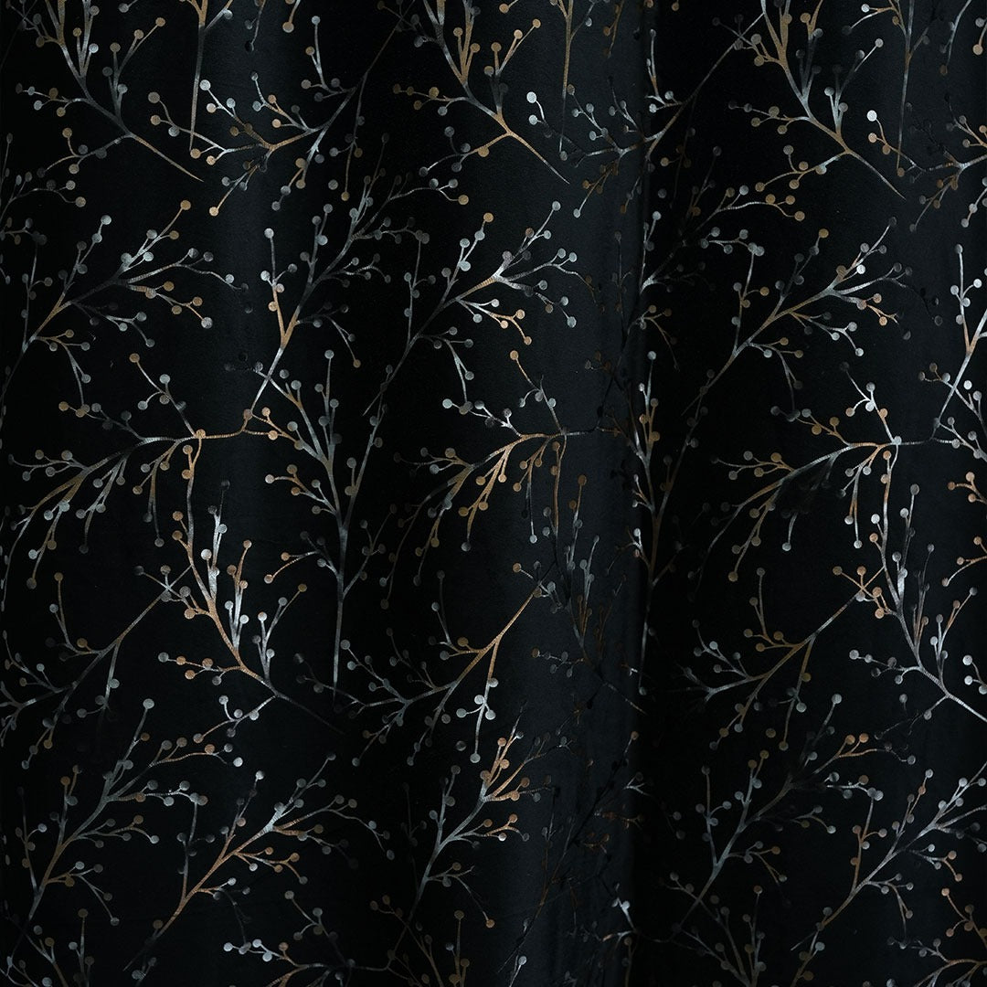 2 PCS PREMIUM QUALITY TEXTURE VELVET CURTAINS - Black