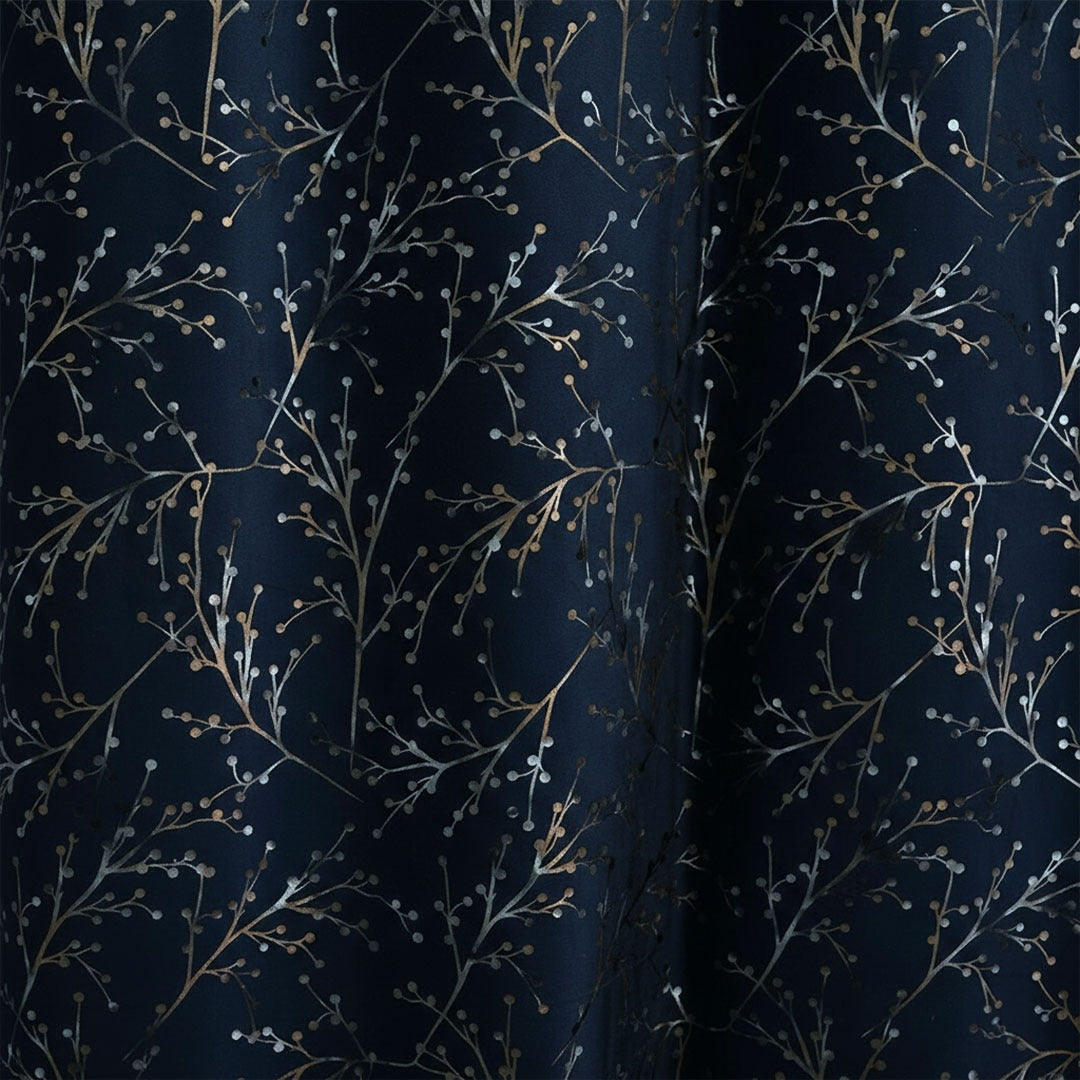2 PCS PREMIUM QUALITY TEXTURE VELVET CURTAINS - Navy Blue