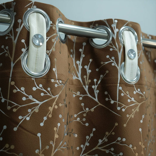 2 PCS PREMIUM QUALITY TEXTURE VELVET CURTAINS - Brown