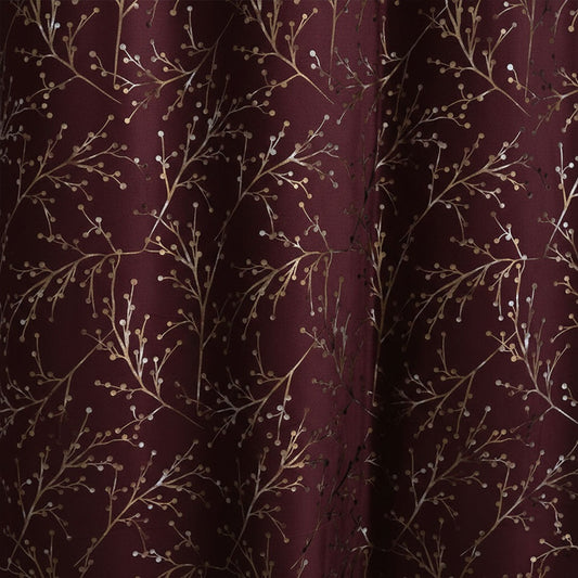 2 PCS PREMIUM QUALITY TEXTURE VELVET CURTAINS - Maroon