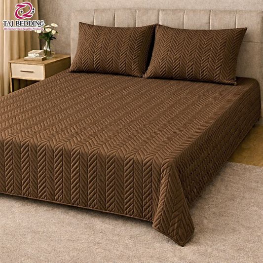 ZigZag Ultrasonic Quilted Bedspread Brown - King Size