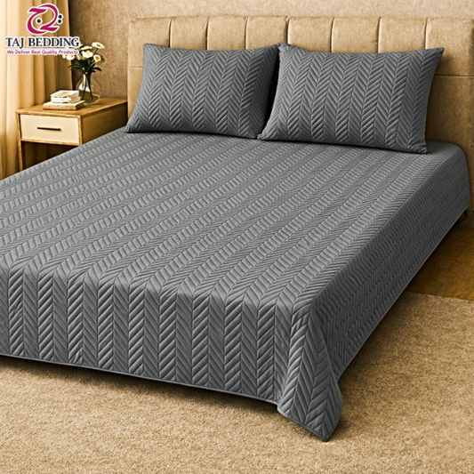 ZigZag Ultrasonic Quilted Bedspread Grey - King Size