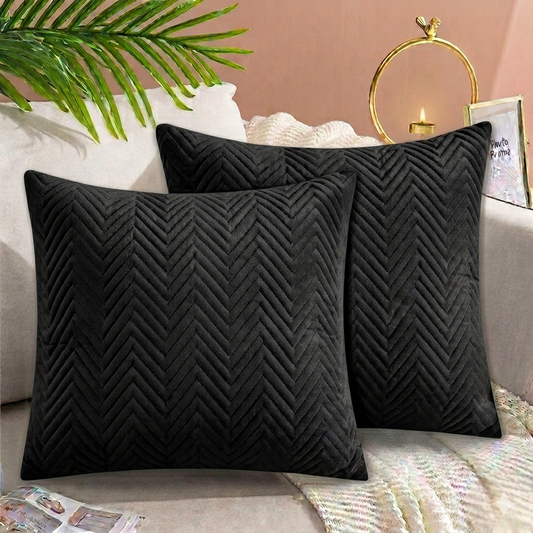 Zigzag Ultrasonic Quilted Cushion Cover Black