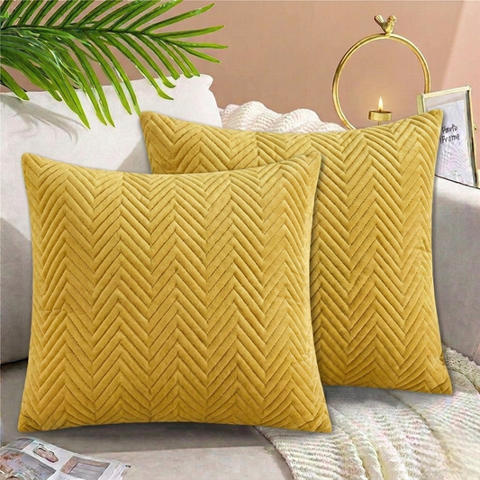 Zigzag Ultrasonic Quilted Cushion Cover Golden
