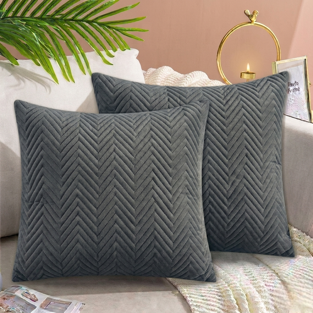 Zigzag Ultrasonic Quilted Cushion Cover Grey