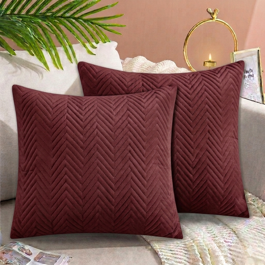 Zigzag Ultrasonic Quilted Cushion Cover Maroon